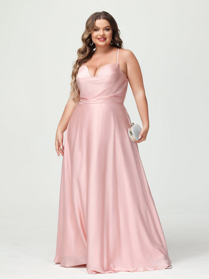 Trapézio/Princesa Alças Finas Sem Mangas Plus Size Vestidos de Dama de Honra